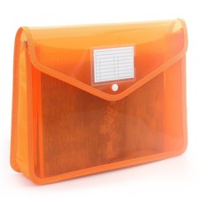 Plastic Expanding File Folder, Transparent envelopes with Snap Orange