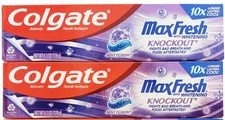 2 Colgate MaxFresh Whitening Gel Toothpaste Knockout Mint Fusion 6.3 oz EXP 3/27