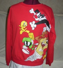 Looney Tunes Multi Characters Sweatshirt , Red Size M 7-9 L/S Good Condition