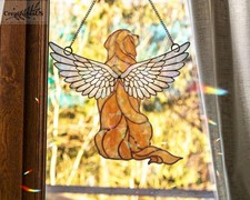 Custom Dog Acrylic Suncatcher, Angel Wings Memorial Window Hanging Gift