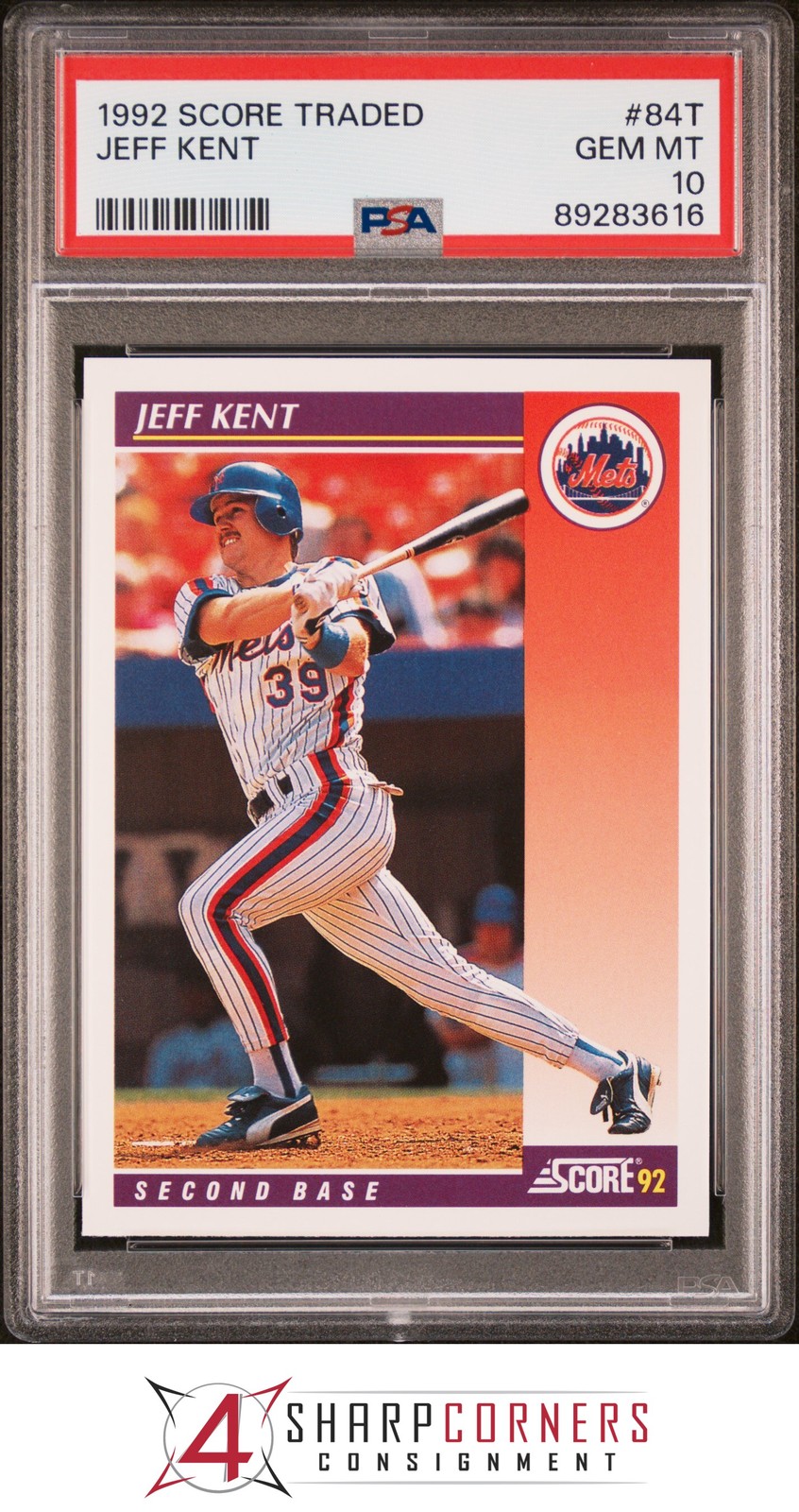 1992 SCORE TRADED #84T JEFF KENT RC METS PSA 10