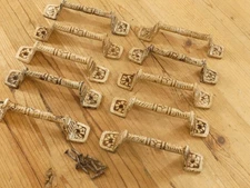 10 DISTRESSED HANDLES DRAWER CABINET HARDWARE IRON PULLS COUNTRY ANTIQUE LOOK