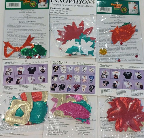Vintage Christmas Iron On Kits Appliques Darice Glitzy Shirts Innovations 6packs - Afbeelding 2 van 8