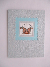 Handmade Greeting Card Cross Stitch Completed Finished Toddler Baby Boy