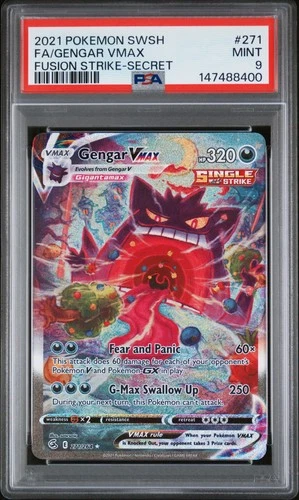 2021 POKEMON SWORD & SHIELD FUSION STRIKE SECRET #271 FULL ART/GENGAR VMAX PSA 9