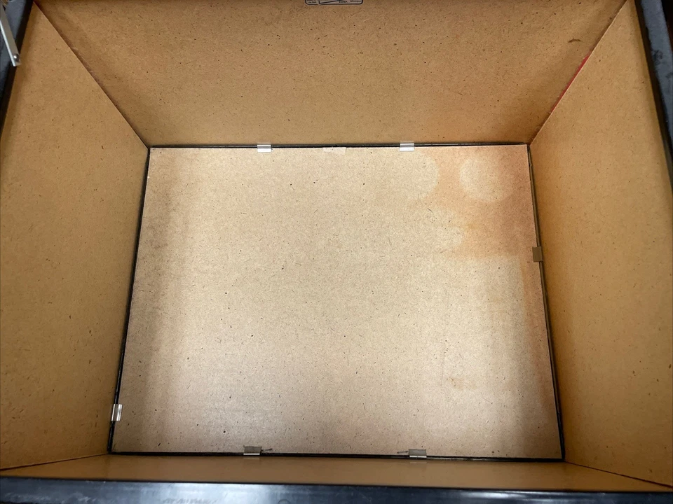 Vintage MCM Hassock Chest Footstool Ottoman Hamper Storage Red Silver Crosshatch - Image 4 of 4