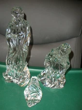 LENOX GENUINE LEAD CRYSTAL 3 PIECE NATIVITY HOLY FAMILY EUC