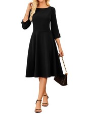 Work Dresses for Women Fit and Flare Midi Dress Black S