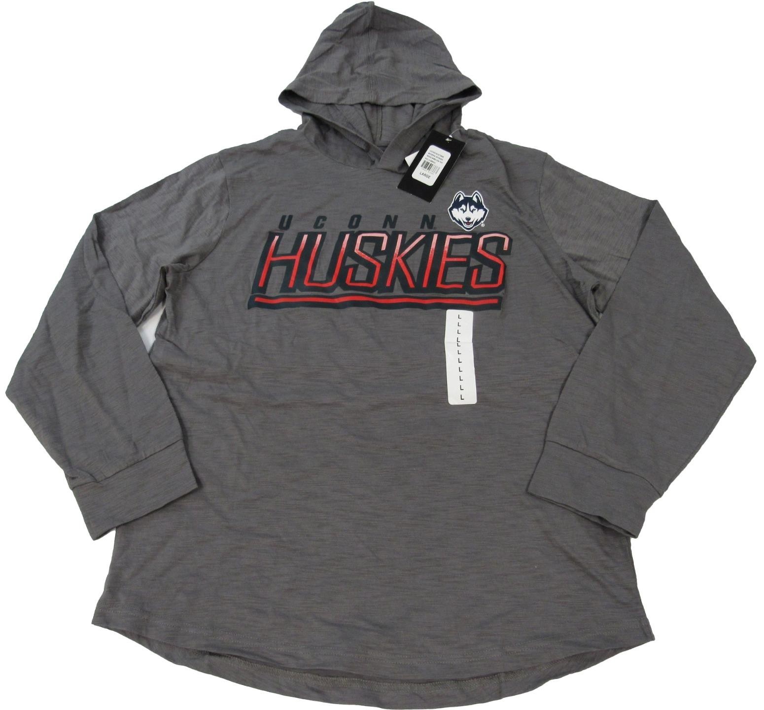 New UConn Huskies Mens Sizes L-XL-2XL Heathered Gray Shirt Hoodie