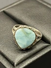 Vintage Sterling Silver Larimar Heart Ring Size 6.5 E4