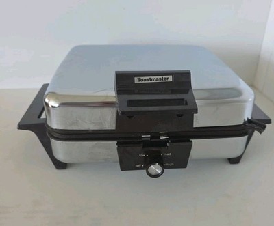 Toastmaster Waffle Maker Grill w/Reversible Plates Chrome 269A Vintage TESTED