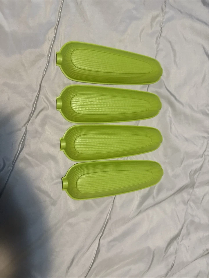 4- Corn On The Cobb Plates/trays In Green Retro - Image 4 of 4