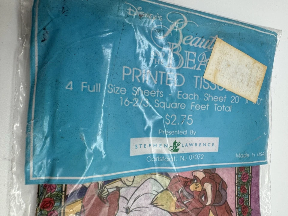 Stephen Lawrence  Disney Beauty & Beast  Tissue Paper Wrapping Party Vintage - Image 4 of 4