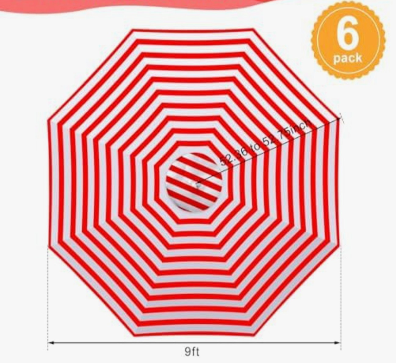 Replacement | 8 Rib | 9 Foot | Bulk Pack Of Six (6) Canopies New