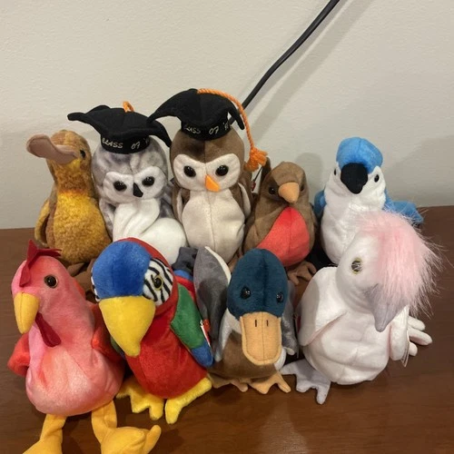 Vintage Ty Beanie Babies Lot Of 9 Birds