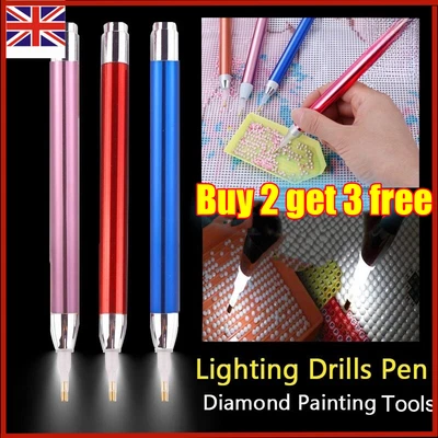 5D Diamond Painting Tool Point Drill Stylus Pen With LED Light Embroidery Tool~