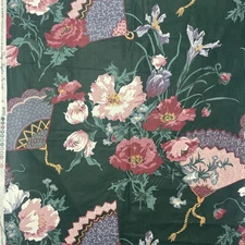 Vintage New Daisy Kingdom Pink Floral Cotton Fabric Fans Cottage Core 2 Yards