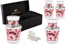 Pink Rose Keepsake Urn, Pack of 4 Urns for Human Ashes with Box  Bag - Handc...