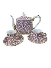 Vintage 5 Piece Miniature Victorias Garden Porcelain Tea Set Floral