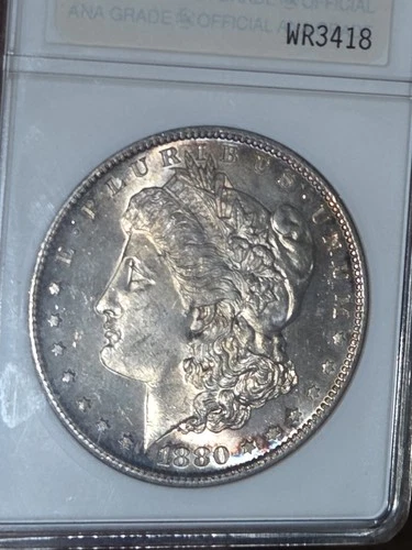 1880 S $1 Morgan Dollar ANA MS63 "Genie Holder" Toned #WR3418