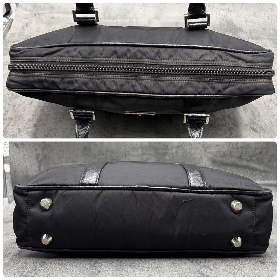 PRADA Triangle Logo Briefcase Business Hand Shoulder Bag Leather Auth R02128 thumbnail 5