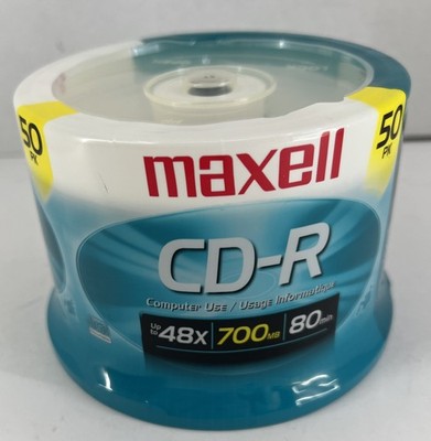 Maxell 50 Pack CD-R 700mb 80min 48x Recordable Media Discs New Factory Sealed