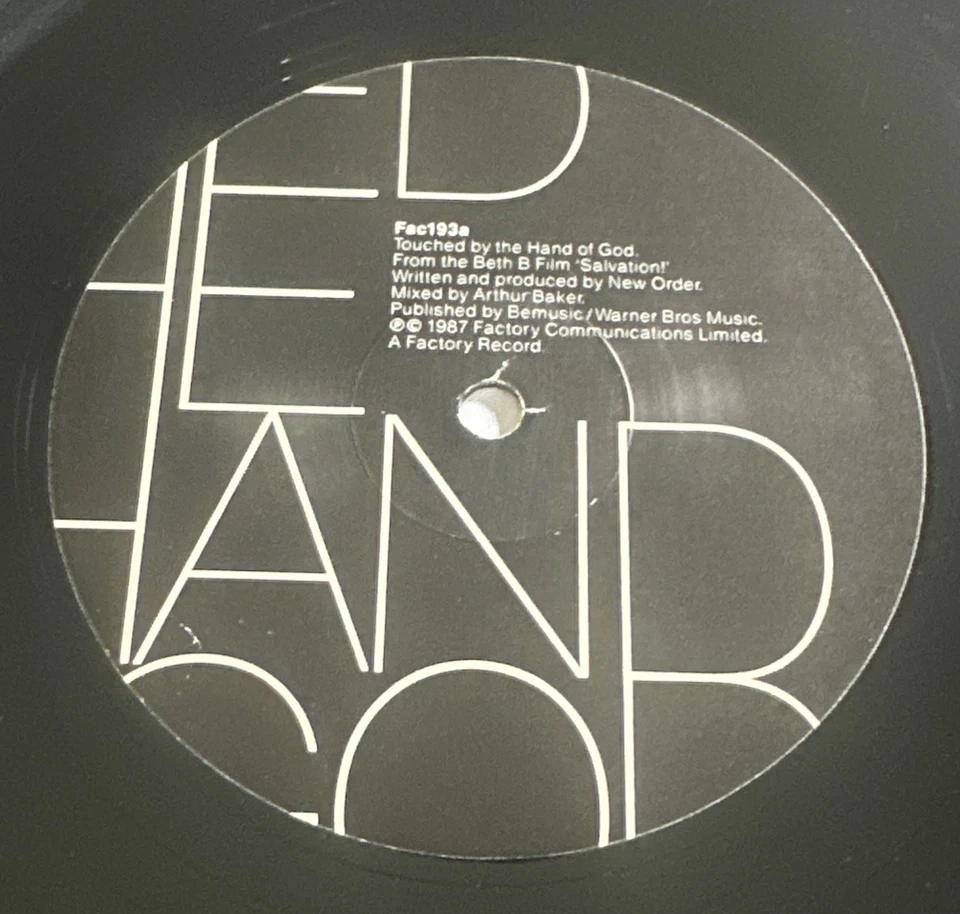 New Order Touched By The Hand Of God 1987 12" Vinyl Single Record FAC 193 VG+ - Image 4 of 4