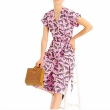 J. CREW Ratti Leopard Animal Print Wrap Dress Lavender Pink Sz 2 {3E11}