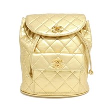 Chanel Lambskin Backpack Women Gold One Size