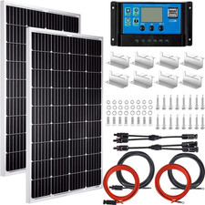 Pikasola 200 Watt 12/24V Solar Panel Kit for RV Boat Home: 2Pcs 100W Monocrystal