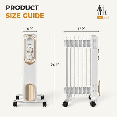 1500W Portable Electric Oil-Filled Radiator Heater