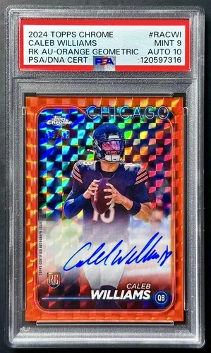 2024 Topps Chrome CALEB WILLIAMS #10/25 Orange Geometric Rookie Auto PSA 9/10