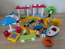 Playmobil 123 bundle animals, beach,  seaside, people, boat helicopter furniture