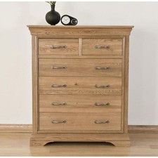 Solid Oak 2 Over 4 Chest of Drawers, French Oak Dovetail Bedroom Furniture New