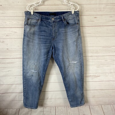 Uniqlo Jeans Slim Boyfriend Tapered Fit Jeans Size 32 Blue Stretch