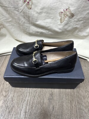 Crew Clothing Company Cora Leder Loafer Schwarz - UK Größe 4 / EU 37 - Neu 