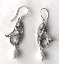 Mermaid Earrings with a pearl 925 silver