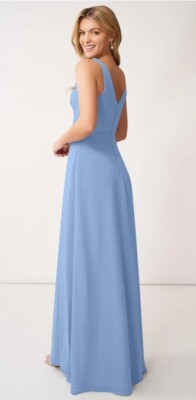azazie steel blue dress bridesmaid M (8-10) our classy stretch satin evening gown Azazie Arabella Allure Dress (Size