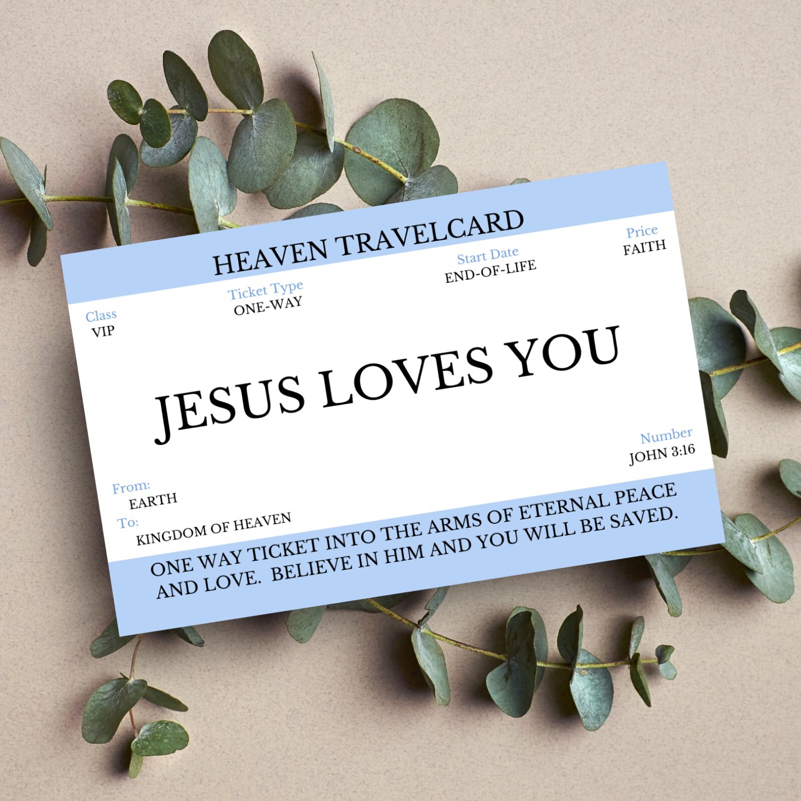 GLAUBST DU AN JESUS? 5 x christliche Himmel Gebetskarten. Mattes Laminat.