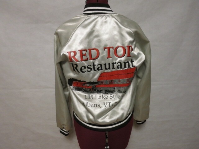 Vintage Auburn Sportswear Boys Jacket 14-16 Gray advertising Red Top Restaurant image 3