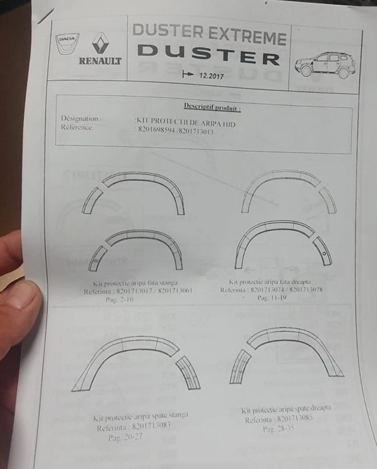 4 Elargisseur D´ailes Dacia Duster II 2018 Original 8201713013 Fenders OEM! - Photo 3/4