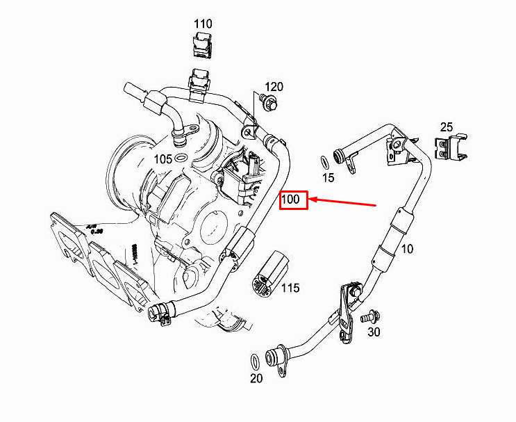 Neu MERCEDES-BENZ A W177 Turbolader-Rücklaufleitung A2822002000 Original