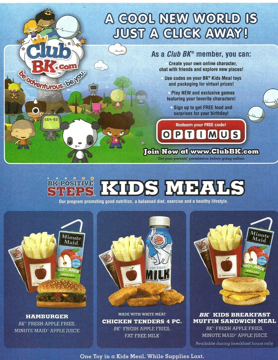 Hamburger King Burger King Apple Juice Burger King Kids Meal Box