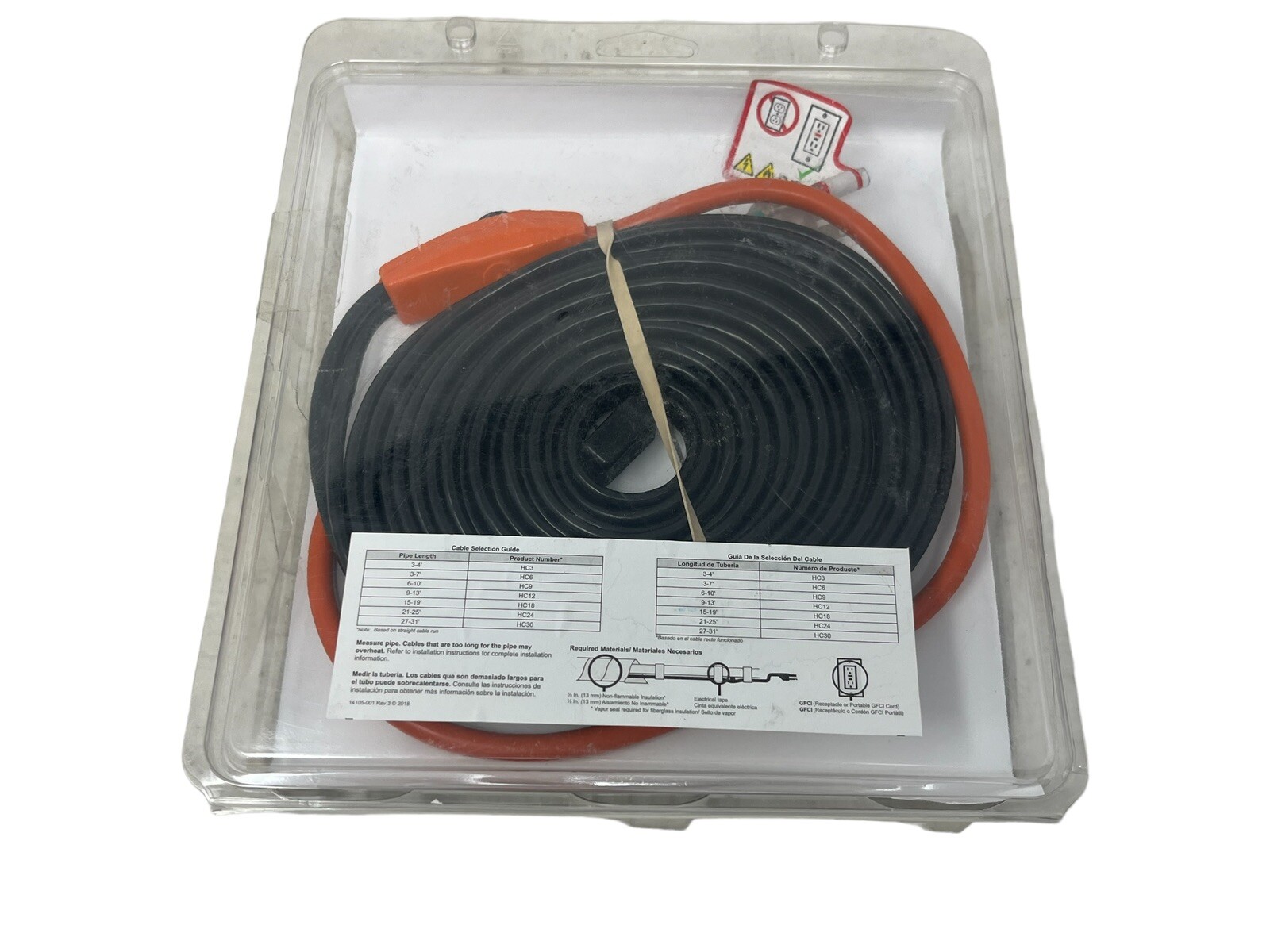 Frost King Electric Water Pipe Heat Cable 120VAC 40 Degrees F 15ft