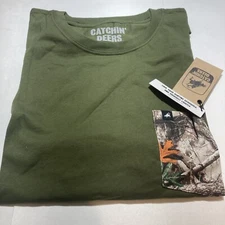 NWT Catchin Deer : Long Sleeve "Real Tree" Size: L  Color Military Green..