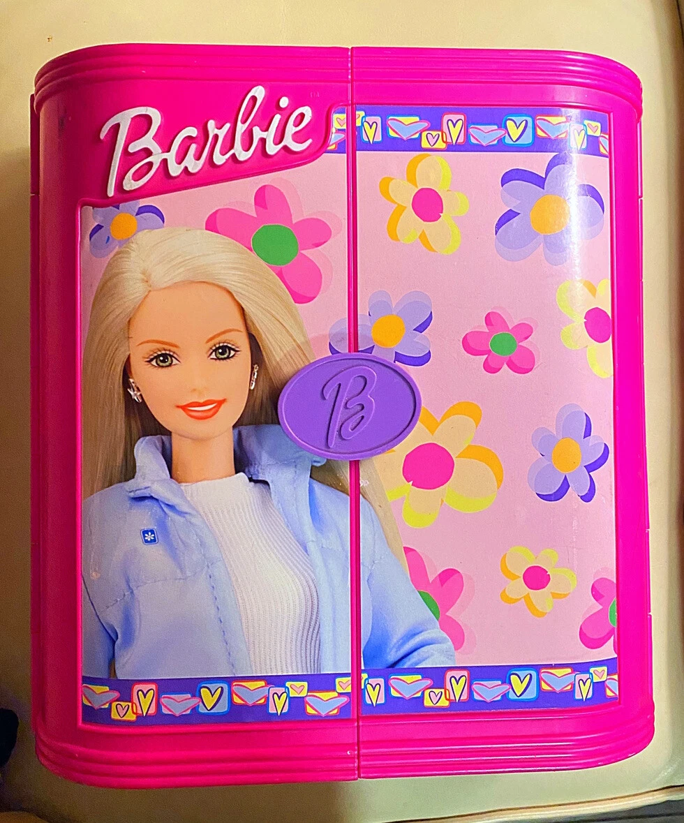 Barbie clothes storage carry case, wardrobe and doll