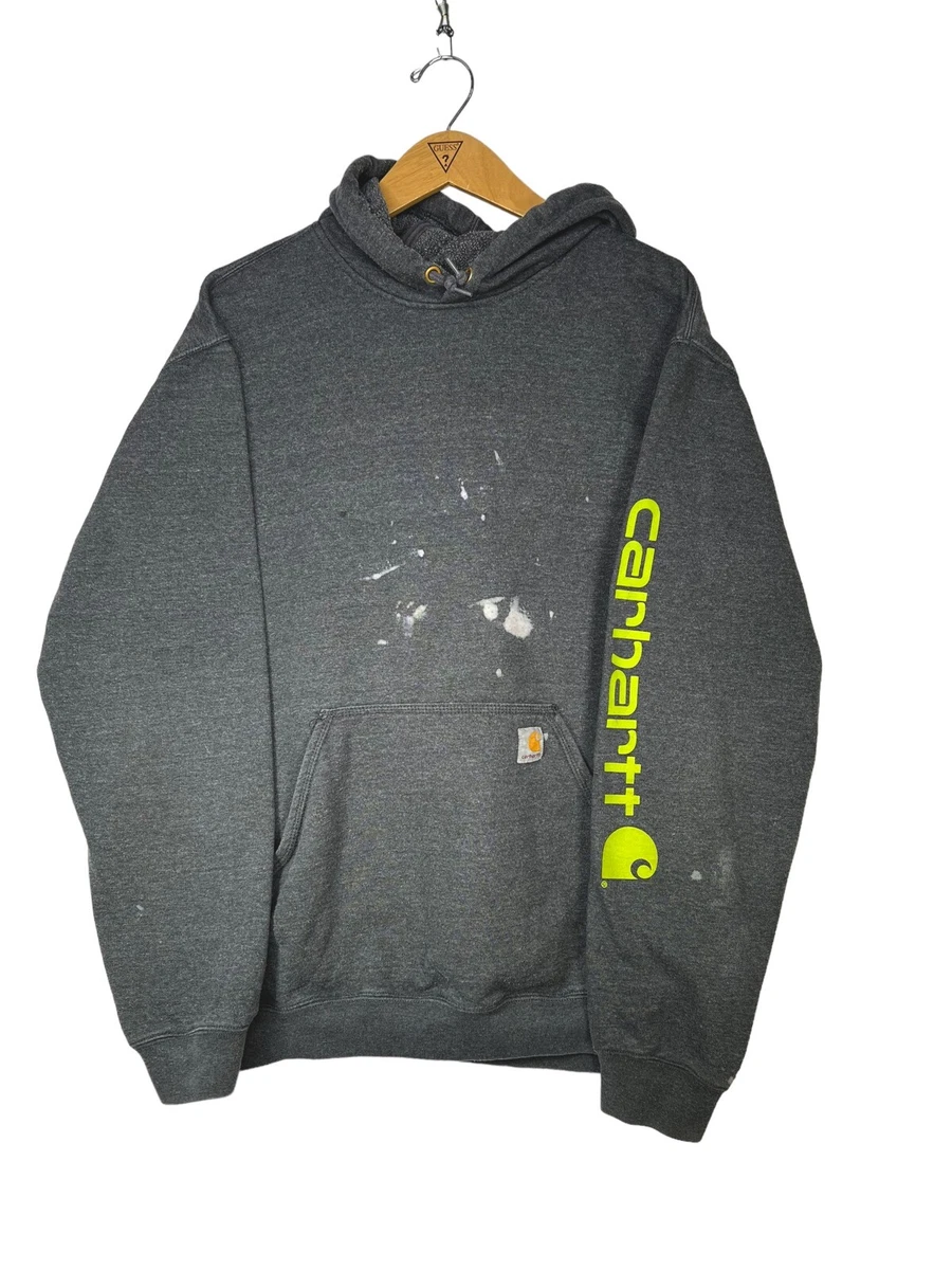 Carhartt Original Fit Gray Hoodie Neon Logo On Sleeve Men's Size Large Tall  | eBay