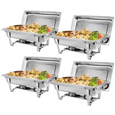 4PCS 8 Qt.Stainless Steel Rectangular Buffet Trays Chafer Chafing Dish Warmer