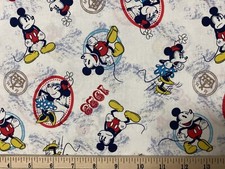 DISNEY MICKEY MOUSE  1928  White, 1/4 Yard 9  x 43   100 Cotton Fabric, New
