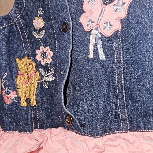 Disney Winnie the Pooh Denim Overall Skirt Butterfly Applique 12M - Picture 3 of 4